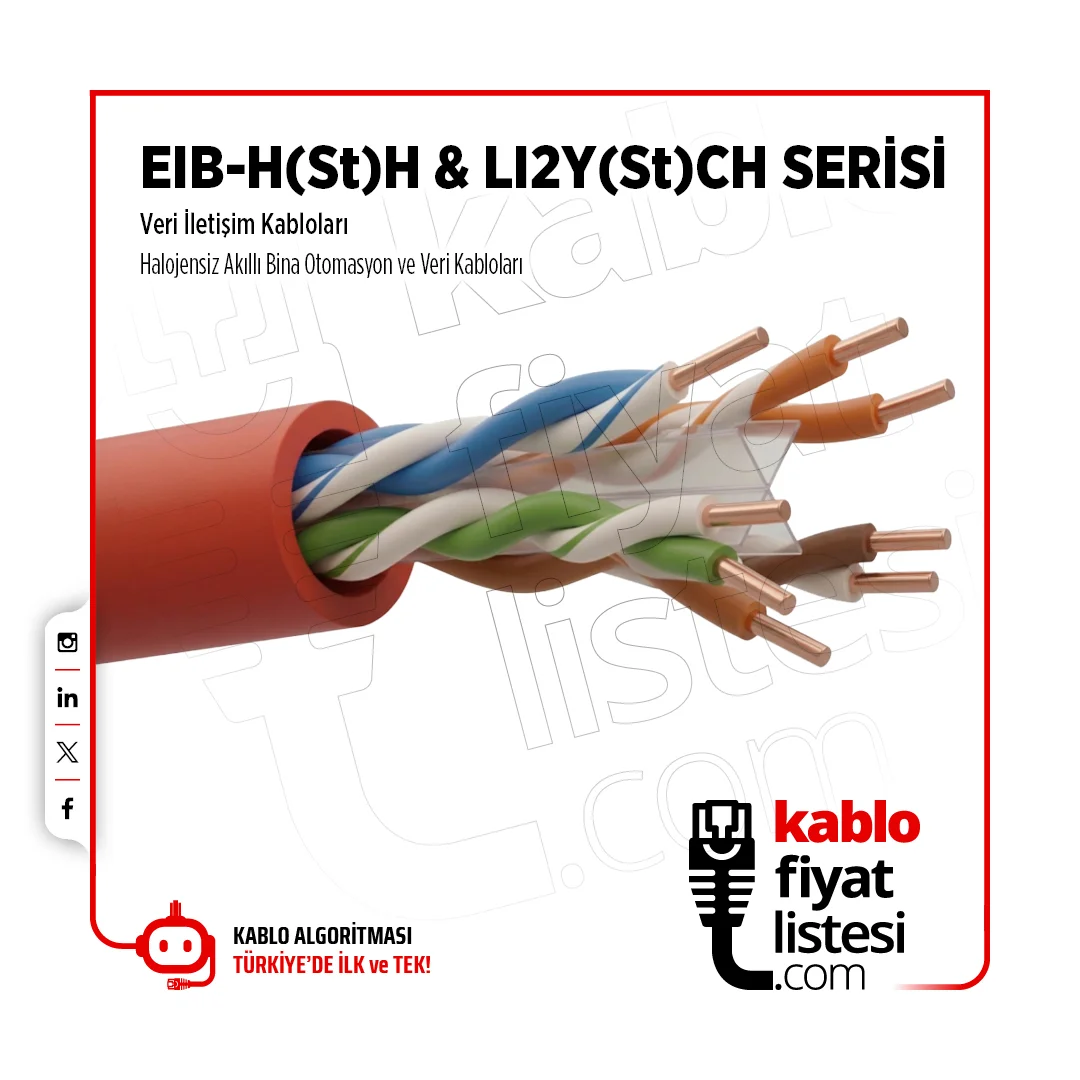 Erse Standart Seri (HFFR) EIB-H(St)H (HCHM) (B2ca-s1a,d1,a1) 2x2x0,8+0,4 mm Veri iletişim ve Data Kablosu