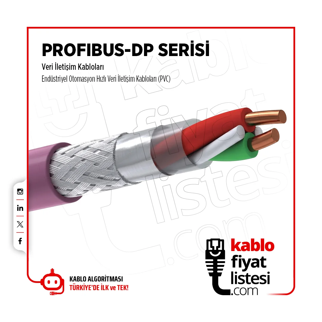 Erse Standart Seri (PVC) PROFIBUS-DP 1x2x0,64 mm Veri iletişim ve Data Kablosu
