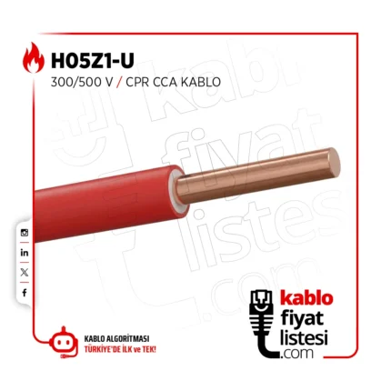 1 mm² H05Z1-U 300-500 V CPR Cca Kablo - Öznur Kablo